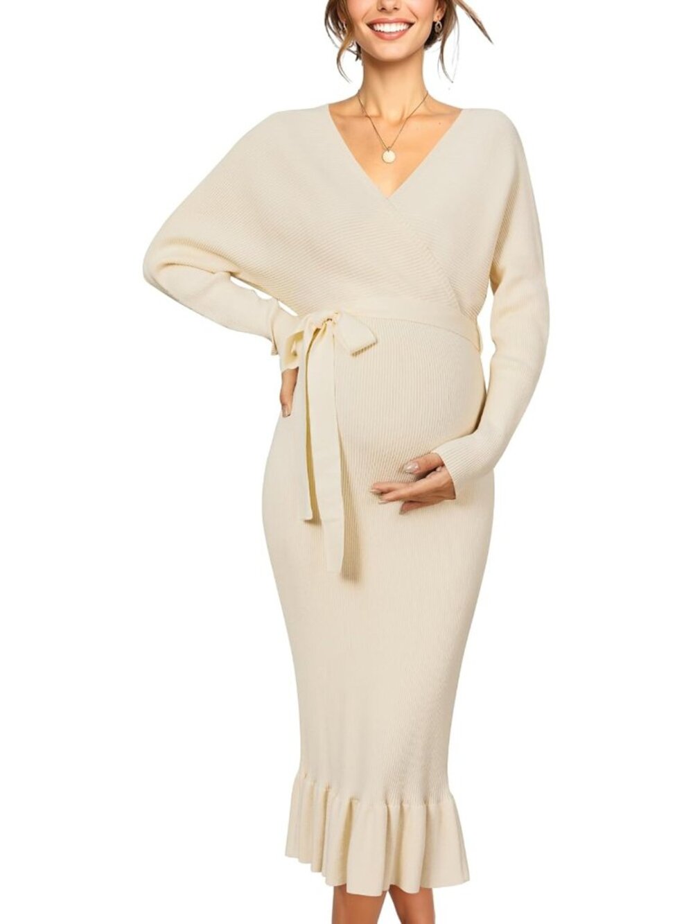 Maternity Sweater Nursing Dress for Baby Shower, Photoshoot & Wedding Guest
